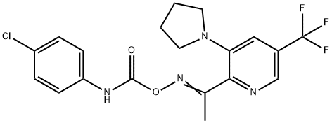 2-(([(4-CHLOROANILINO)CARBONYL]OXY)ETHANIMIDOYL)-3-(1-PYRROLIDINYL)-5-(TRIFLUOROMETHYL)PYRIDINE Struktur