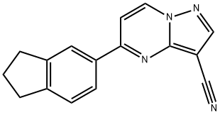 5-(2,3-DIHYDRO-1H-INDEN-5-YL)PYRAZOLO[1,5-A]PYRIMIDINE-3-CARBONITRILE Struktur