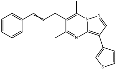 5,7-DIMETHYL-6-[(E)-3-PHENYL-2-PROPENYL]-3-(3-THIENYL)PYRAZOLO[1,5-A]PYRIMIDINE Struktur