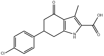 6-(4-CHLORO-PHENYL)-3-METHYL-4-OXO-4,5,6,7-TETRAHYDRO-1H-INDOLE-2-CARBOXYLIC ACID Struktur