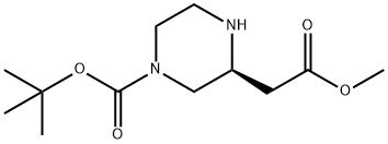 (S)-3-METHOXYCARBONYLMETHYL-PIPERAZINE-1-CARBOXYLIC ACID TERT-BUTYL ESTER Structure