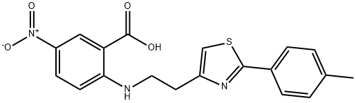 2-((2-[2-(4-METHYLPHENYL)-1,3-THIAZOL-4-YL]ETHYL)AMINO)-5-NITROBENZENECARBOXYLIC ACID Struktur