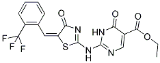 ETHYL 6-OXO-2-[(4-OXO-5-((E)-[2-(TRIFLUOROMETHYL)PHENYL]METHYLIDENE)-4,5-DIHYDRO-1,3-THIAZOL-2-YL)AMINO]-1,6-DIHYDRO-5-PYRIMIDINECARBOXYLATE Struktur