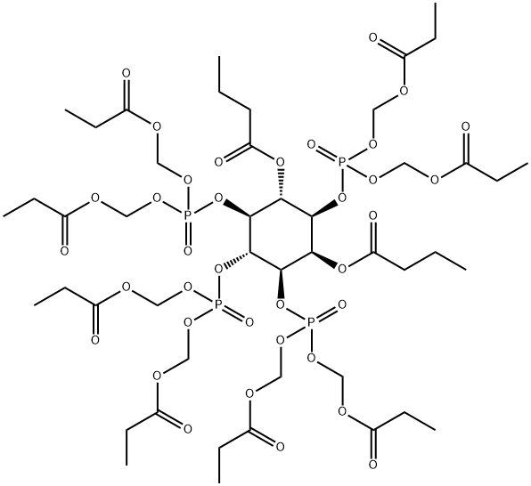 2,6-DI-O-BUTYRYL-MYO-INOSITOL 1,3,4,5-TETRAKISPHOSPHATE-OCTAKIS(PROPIONOXYMETHYL) ESTER Struktur