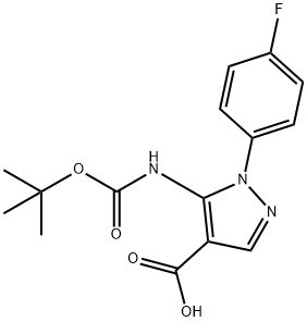 5-(BOC-AMINO)-1-(4-FLUORO-PHENYL)-1H-PYRAZOLE-4-CARBOXYLIC ACID Struktur