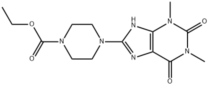 ETHYL 4-(1,3-DIMETHYL-2,6-DIOXO-2,3,6,7-TETRAHYDRO-1H-PURIN-8-YL)PIPERAZINE-1-CARBOXYLATE Struktur