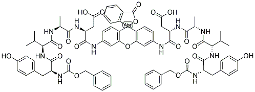 RHODAMINE 110, BIS-(N-CBZ-L-TYROSINYL-L-VALYL-L- ALANYL-L-ASPARTIC ACID AMIDE) Struktur