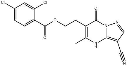 2-(3-CYANO-5-METHYL-7-OXO-4,7-DIHYDROPYRAZOLO[1,5-A]PYRIMIDIN-6-YL)ETHYL 2,4-DICHLOROBENZENECARBOXYLATE Struktur