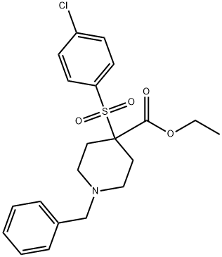 ETHYL 1-BENZYL-4-[(4-CHLOROPHENYL)SULFONYL]-4-PIPERIDINECARBOXYLATE Struktur