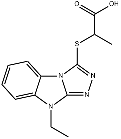 2-[(9-ETHYL-9H-[1,2,4]TRIAZOLO[4,3-A]BENZIMIDAZOL-3-YL)THIO]PROPANOIC ACID Struktur