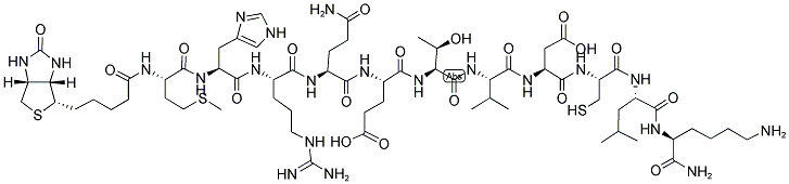 BIOTIN-MET-HIS-ARG-GLN-GLU-THR-VAL-ASP-CYS-LEU-LYS-NH2 Struktur