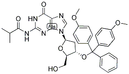 N2-ISOBUTYRYL-3'-O-(4,4'-DIMETHOXYTRITYL)-2'-DEOXYGUANOSINE Struktur