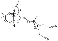 4-O-ACETYL-2,5-ANHYDRO-1,3-O-ISOPROPYLIDENE-6-[BIS(2-CYANOETHYL)PHOSPHORYL]-D-GLUCITOL Struktur