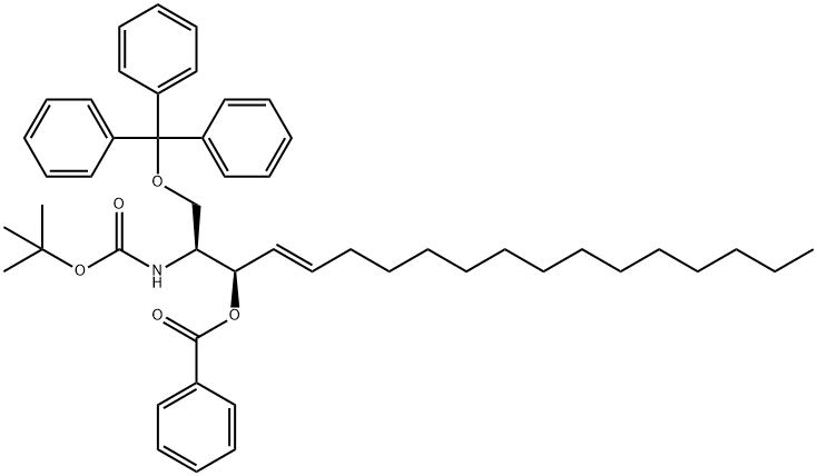 (2S,3R,4E)-3-BENZOYL-2-TERTBUTYLOXYCARBONYLAMINO-1-TRIPHENYLMETHYL-4-OCTADECEN-1,3-DIOL Struktur