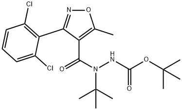 TERT-BUTYL 2-(TERT-BUTYL)-2-([3-(2,6-DICHLOROPHENYL)-5-METHYL-4-ISOXAZOLYL]CARBONYL)-1-HYDRAZINECARBOXYLATE Struktur