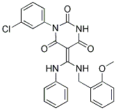 5-{(Z)-ANILINO[(2-METHOXYBENZYL)AMINO]METHYLIDENE}-1-(3-CHLOROPHENYL)-2,4,6(1H,3H)-PYRIMIDINETRIONE Struktur