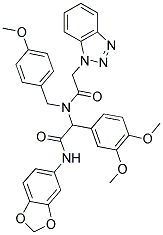 2-(2-(1H-BENZO[D][1,2,3]TRIAZOL-1-YL)-N-(4-METHOXYBENZYL)ACETAMIDO)-N-(BENZO[D][1,3]DIOXOL-5-YL)-2-(3,4-DIMETHOXYPHENYL)ACETAMIDE Struktur