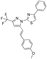 2-[5-[(E)-2-(4-METHOXYPHENYL)VINYL]-3-(TRIFLUOROMETHYL)-1H-PYRAZOL-1-YL]-4-PHENYL-1,3-THIAZOLE Struktur