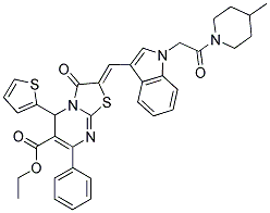 (Z)-ETHYL 2-((1-(2-(4-METHYLPIPERIDIN-1-YL)-2-OXOETHYL)-1H-INDOL-3-YL)METHYLENE)-3-OXO-7-PHENYL-5-(THIOPHEN-2-YL)-3,5-DIHYDRO-2H-THIAZOLO[3,2-A]PYRIMIDINE-6-CARBOXYLATE Struktur