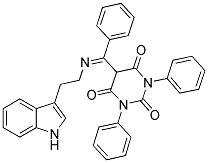 (E)-5-((2-(1H-INDOL-3-YL)ETHYLIMINO)(PHENYL)METHYL)-1,3-DIPHENYLPYRIMIDINE-2,4,6(1H,3H,5H)-TRIONE Struktur