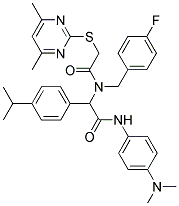 N-(4-(DIMETHYLAMINO)PHENYL)-2-(2-(4,6-DIMETHYLPYRIMIDIN-2-YLTHIO)-N-(4-FLUOROBENZYL)ACETAMIDO)-2-(4-ISOPROPYLPHENYL)ACETAMIDE Struktur