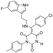 (Z)-5-((4-CHLOROPHENYL)(2-(5-FLUORO-1H-INDOL-3-YL)ETHYLAMINO)METHYLENE)-1-P-TOLYLPYRIMIDINE-2,4,6(1H,3H,5H)-TRIONE Struktur