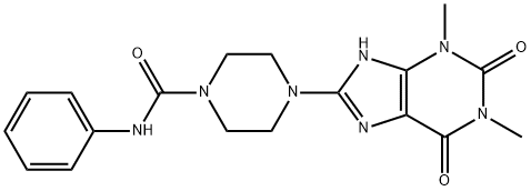 4-(1,3-DIMETHYL-2,6-DIOXO-2,3,6,7-TETRAHYDRO-1H-PURIN-8-YL)-N-PHENYLPIPERAZINE-1-CARBOXAMIDE Struktur