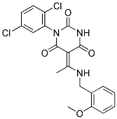 (5E)-1-(2,5-DICHLOROPHENYL)-5-{1-[(2-METHOXYBENZYL)AMINO]ETHYLIDENE}PYRIMIDINE-2,4,6(1H,3H,5H)-TRIONE Struktur