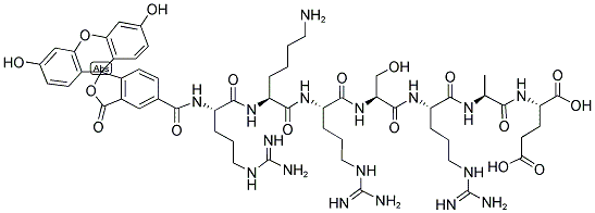 5-FAM-ARG-LYS-ARG-SER-ARG-ALA-GLU-OH Struktur