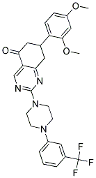 7-(2,4-DIMETHOXYPHENYL)-2-(4-(3-(TRIFLUOROMETHYL)PHENYL)PIPERAZIN-1-YL)-7,8-DIHYDROQUINAZOLIN-5(6H)-ONE Struktur