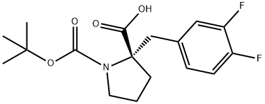 BOC-(S)-ALPHA-(3,4-DIFLUOROBENZYL)-PROLINE Struktur