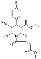 ETHYL 5-AMINO-6-CYANO-7-(4-FLUOROPHENYL)-2-(2-METHOXY-2-OXOETHYL)-3-OXO-2,3-DIHYDRO-7H-[1,3]THIAZOLO[3,2-A]PYRIDINE-8-CARBOXYLATE Struktur