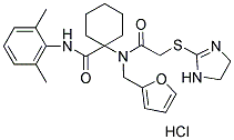 1-(2-(4,5-DIHYDRO-1H-IMIDAZOL-2-YLTHIO)-N-(FURAN-2-YLMETHYL)ACETAMIDO)-N-(2,6-DIMETHYLPHENYL)CYCLOHEXANECARBOXAMIDE HYDROCHLORIDE Struktur