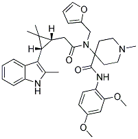 N-(2,4-DIMETHOXYPHENYL)-4-(2-((1R,3S)-2,2-DIMETHYL-3-(2-METHYL-1H-INDOL-3-YL)CYCLOPROPYL)-N-(FURAN-2-YLMETHYL)ACETAMIDO)-1-METHYLPIPERIDINE-4-CARBOXAMIDE Struktur