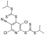 2,5-DICHLORO-3-CYANO-6-{[(ISOPROPYLTHIO)CARBONOTHIOYL]THIO}PYRIDIN-4-YL ISOPROPYL TRITHIOCARBONATE Struktur