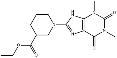 ETHYL 1-(1,3-DIMETHYL-2,6-DIOXO-2,3,6,7-TETRAHYDRO-1H-PURIN-8-YL)PIPERIDINE-3-CARBOXYLATE Struktur