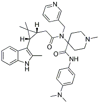 4-(2-((1R,3S)-2,2-DIMETHYL-3-(2-METHYL-1H-INDOL-3-YL)CYCLOPROPYL)-N-(PYRIDIN-3-YLMETHYL)ACETAMIDO)-N-(4-(DIMETHYLAMINO)PHENYL)-1-METHYLPIPERIDINE-4-CARBOXAMIDE Struktur