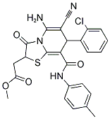 METHYL 2-(5-AMINO-7-(2-CHLOROPHENYL)-6-CYANO-3-OXO-8-(P-TOLYLCARBAMOYL)-3,7-DIHYDRO-2H-THIAZOLO[3,2-A]PYRIDIN-2-YL)ACETATE Struktur