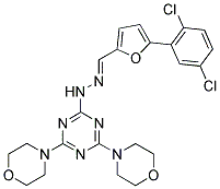 (E)-4,4'-(6-(2-((5-(2,5-DICHLOROPHENYL)FURAN-2-YL)METHYLENE)HYDRAZINYL)-1,3,5-TRIAZINE-2,4-DIYL)DIMORPHOLINE Struktur