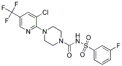 4-[3-CHLORO-5-(TRIFLUOROMETHYL)PYRIDIN-2-YL]-N-[(3-FLUOROPHENYL)SULFONYL]PIPERAZINE-1-CARBOXAMIDE Struktur