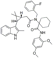 N-(2,4-DIMETHOXYPHENYL)-1-(2-((1R,3S)-2,2-DIMETHYL-3-(2-METHYL-1H-INDOL-3-YL)CYCLOPROPYL)-N-(2-FLUOROBENZYL)ACETAMIDO)CYCLOHEXANECARBOXAMIDE Struktur