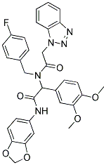 2-(2-(1H-BENZO[D][1,2,3]TRIAZOL-1-YL)-N-(4-FLUOROBENZYL)ACETAMIDO)-N-(BENZO[D][1,3]DIOXOL-5-YL)-2-(3,4-DIMETHOXYPHENYL)ACETAMIDE Struktur