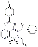 N-(2-ALLYL-3-BENZOYL-1,1-DIOXO-1,2-DIHYDRO-1LAMBDA~6~,2-BENZOTHIAZIN-4-YL)-4-FLUOROBENZAMIDE Struktur