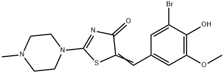 (5Z)-5-(3-BROMO-4-HYDROXY-5-METHOXYBENZYLIDENE)-2-(4-METHYLPIPERAZIN-1-YL)-1,3-THIAZOL-4(5H)-ONE Struktur