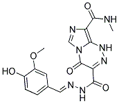 3-{[(2E)-2-(4-HYDROXY-3-METHOXYBENZYLIDENE)HYDRAZINO]CARBONYL}-N-METHYL-4-OXO-1,4-DIHYDROIMIDAZO[5,1-C][1,2,4]TRIAZINE-8-CARBOXAMIDE Struktur