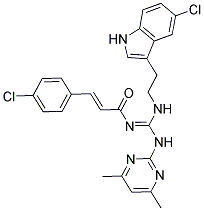 (2E,NE)-N-((2-(5-CHLORO-1H-INDOL-3-YL)ETHYLAMINO)(4,6-DIMETHYLPYRIMIDIN-2-YLAMINO)METHYLENE)-3-(4-CHLOROPHENYL)ACRYLAMIDE Struktur