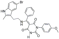 (E)-5-((2-(5-BROMO-2-METHYL-1H-INDOL-3-YL)ETHYLAMINO)(PHENYL)METHYLENE)-1-(4-METHOXYPHENYL)PYRIMIDINE-2,4,6(1H,3H,5H)-TRIONE Struktur