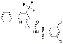 3,5-DICHLORO-N-({[4-PHENYL-6-(TRIFLUOROMETHYL)PYRIMIDIN-2-YL]AMINO}CARBONYL)BENZENESULFONAMIDE Struktur