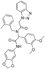 2-(2-(1H-BENZO[D][1,2,3]TRIAZOL-1-YL)-N-(2-METHYLBENZYL)ACETAMIDO)-N-(BENZO[D][1,3]DIOXOL-5-YL)-2-(3,4-DIMETHOXYPHENYL)ACETAMIDE Struktur