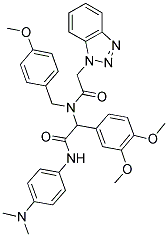 2-(2-(1H-BENZO[D][1,2,3]TRIAZOL-1-YL)-N-(4-METHOXYBENZYL)ACETAMIDO)-2-(3,4-DIMETHOXYPHENYL)-N-(4-(DIMETHYLAMINO)PHENYL)ACETAMIDE Struktur